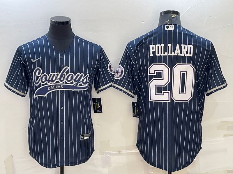 Men Dallas Cowboys #20 Pollard Blue stripe 2022 Nike Co branded NFL Jerseys->dallas cowboys->NFL Jersey